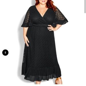 Black City Chic Crochet Midi Dress 16